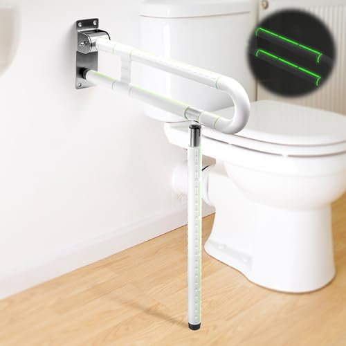 HAIMAYEE Barra Baño Minusválido,Agarrador Ducha Personas Mayores,barra antideslizante para el inodoro,Abatible Asa de Seguridad para Baño,Acero Inoxidable,Soporta Hasta 300 kg