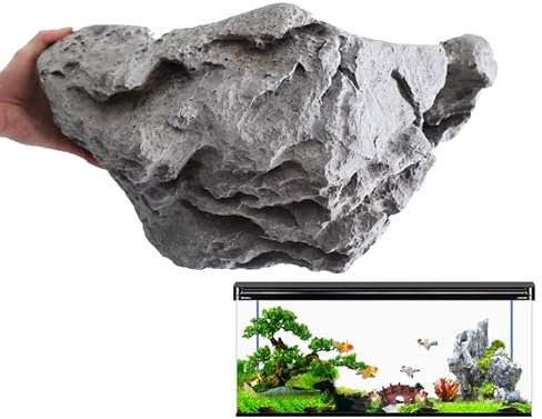Künstliche Felsenabdeckung, solide künstliche Felsen aus PU-Schaum, Einzigartige Aquascaping-Steine für kreative Süßwasseraquarium-Gestaltungen, für die Landschaftsgestaltung Rasen(49 * 21 * 37cm)