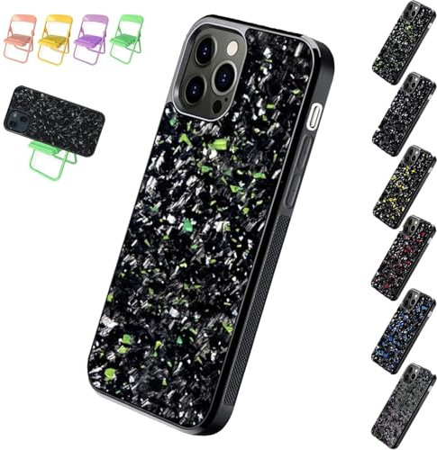 Forged Carbon Fiber Phone Case for iPhone 16/15/14/13/12 Pro Max, Carbon Fiber Case, Ultra-Thin Magnetic Anti-fall Shockproof Phone Case Cover, Support Wireless Charging (14,Green)