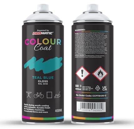 Colour Coat Pro-Matic Teal Turquoise Blue Gloss RAL 5018 Aerosol Spray Paint 400ml (1)
