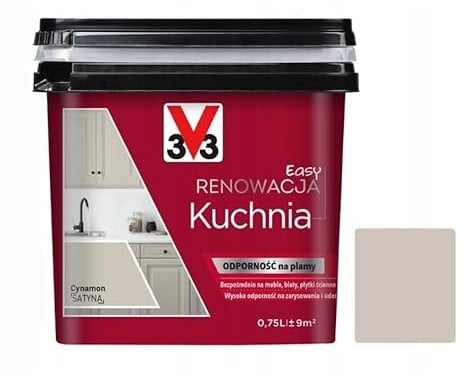 V33 Möbelfarbe Zimt Matt ohne Schleifen – Für Küche & Bad – 750ml Lack auf Holz, MDF, Kunststoff – Abwischbar & hitzebeständig – Renovierfarbe