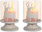Reindeer Shadow Candle Holders, 2Pcs Vintage Metal Pillar Candle Holders for Christmas Table Mantle Fireplace Hurricane Candlestick Holders for Christmas Decorations