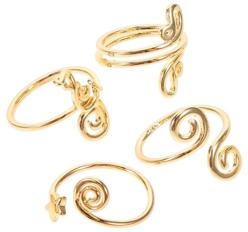 COLLBATH 4stücke Verstellbares Zehenring-set Für Damen Offene Zirkonia Zehenringe Handgefertigt Modisches Fußschmuck-set Für Sommer Und Strand Komfortabel Und Sicher Anpassbar