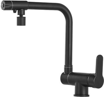 ZYNUHMO 3 Wege Wasserhahn,Vorfenster Küchenarmatur Klappbar mit Trinkwasserauslauf und 360°Schwenkbarkeit,Faltbar,Schwenkbarer Auslauf,Schwarz