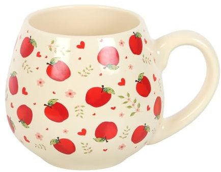 Tasse arrondie à imprimé pomme, motif charmant pomme, capacité de 550 ml, parfaite pour le thé, le café et le chocolat chaud, idéale pour les matins douillets, cadeau attentionné pour les enseignants