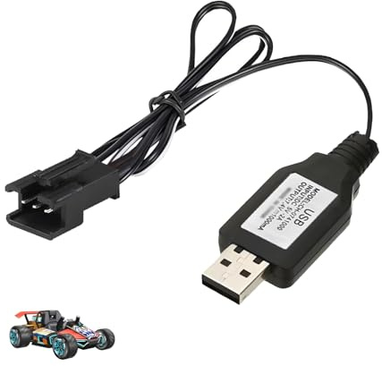 Chargeur USB RC Universel, Câble Chargeur LiPo 2S 7.4V USB, Connecteur SM-3P Batterie pour Voiture RC, Drone, Bateau, Avion, Hélicoptère, Indicateur LED, Protection Surtension et Court-Circuit