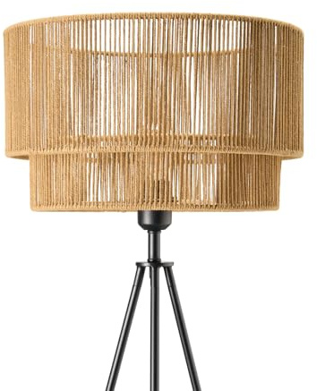 draadwerk Stehleuchte String, Doppelzylinder Lampenschirm, Baumwoll-Polyester, 150 cm Höhe, 40cm Durchmesser, Modern Skandinavisch, Natur, für Wohnzimmer, Esszimmer, Schlafzimmer