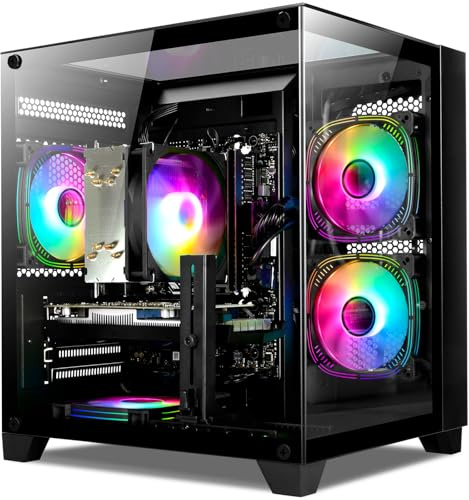 WIWB Ryzen 7 5700X, GeForce RTX 4060, 16G DDR4 RAM, SSD NVME 3.0 da 1 TB, computer Tower precostruito per giochi, streaming e uso domestico quotidiano (nero)