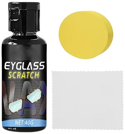 Scratch Remover - Glasses Scratch Repair, Cleaning Spray, Portable Polishing Cream with Sponge | 40g Lens Repair Kit for Glasses, Phone Screen, Camera, Mir