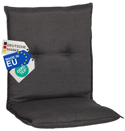 NYVI Gartenstuhl Auflage Niedriglehner Barcelona - UV-Beständig, Atmungsaktiv, Strapazierfähig - Niedriglehnerauflage Sitzkissen Outdoor - Sitzauflagen für Gartenstühle 100x50cm Dunkelgrau
