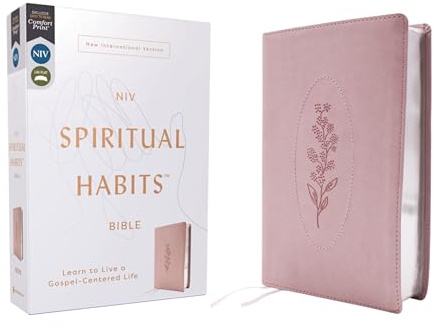 NIV, Spiritual Habits Bible, Leathersoft, Pink, Red Letter, Comfort Print: Learn to Live a Gospel-Centered Life