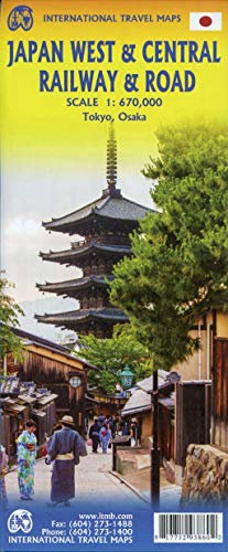 Touristik Karte Japan West & Central Railway: Japan West & Central Railway & Road Travel Reference Map