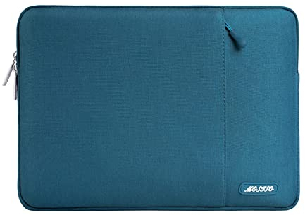 MOSISO Laptop Case 13.3 inch, 13-13.3 inch Laptop Sleeve Compatible with MacBook Air/Pro 13 / Pro 14, HP Dell ASUS Lenovo Notebook, Polyester Vertical Computer Sleeve Bag with Pocket, Deep Teal