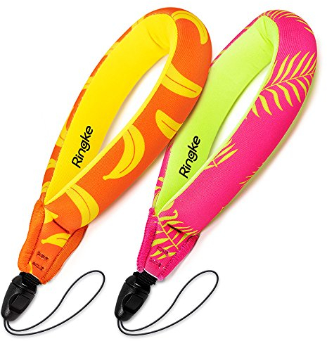 Ringke Schwimmende Handschlaufe [2 Stück] Allgemein wasserdichte Floating Strap für Kamera, Handy Usw.- Palm Leaves + Banana