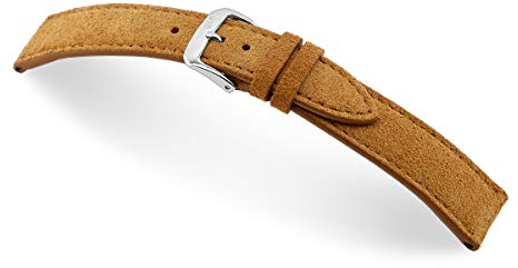 RIOS1931 Franklin 20mm Vintage Wildleder Ersatz Uhrenarmbandband handgemacht in Deutschland Klassisch hautfreundlich hell braun