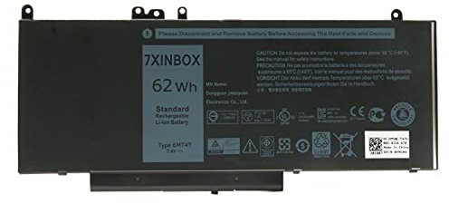 7XINbox 7,6V 62Wh 6MT4T 7V69Y TXF9M 79VRK 07V69Y Batterie de Remplacement pour Dell Latitude E5450 E5470 E5550 E5570