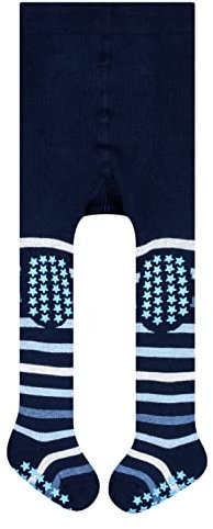 FALKE Multi Stripe B Ti cotone con suola in gomma 1 pezzo, Collant Unisex - Bimbi 0-24, Blu Marine 6120, 74-80