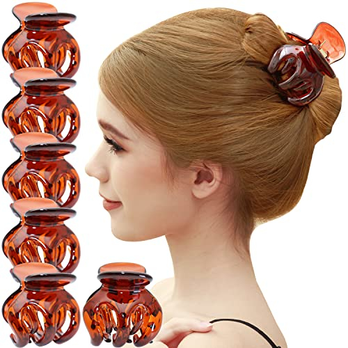 RC ROCHE 6 Stück Kürbis Haarklammer Oktopus für Damen Haarspange Haarklammern mit Ineinandergreifenden Zähnen Festem Griff Spinne Hochwertiger Klaue Klemme Mädchen, Groß Braun
