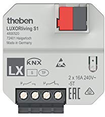 Theben 4800520 LUXORliving S1 I 1-fach Schaltaktor Unterputz I 2 Binäreingänge für potentialfreie Kontakte I Für KNX Smart Home-System LUXORliving