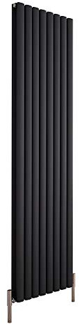 Milano Aruba Ayre Anthracite Vertical Double Oval Panel Aluminium Radiator - 1800mm x 470mm
