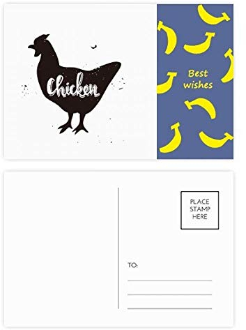 Postkarten-Set Huhn mit Bananenmotiv, Schwarz/Weiß, 20 Stück