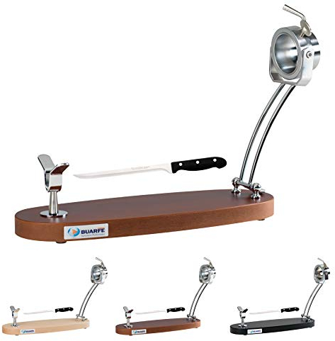 Buarfe - Porta prosciutto pieghevole, in legno di faggio, con coltello per prosciutto, pieghevole