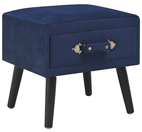 vidaXL Nachttisch mit 1 Schublade Nachtschrank Nachtkonsole Nachtkommode Schlafzimmer Kommode Schrank Beistelltisch Beistellschrank Blau Samt 40x35x40cm