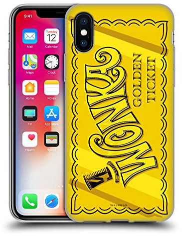 Head Case Designs Offizielle Willy Wonka and the Chocolate Factory Goldenes Ticket Grafiken Gelhülle [Militärischer Schutzgrad] Kompatibel Mit Apple iPhone X/iPhone XS Und Kompatibel Mit MagSafe