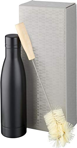 noTrash2003 Kupfer-Vakuum Isolierflasche mit Bürste zum Reinigen, Reise- und Trinkflasche für Unterwegs für heiße und kalte Getränke (Schwarz)