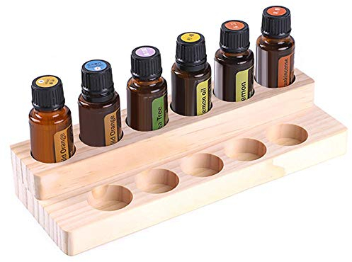Earthily Ätherisches Öl Display Ständer - 11 Löcher Ätherisches Öl Box aus Holz,Ätherische Öle Flaschen Aufbewahrung Display Regal für 15ml Ätherische Öle, Nagellack, Lippenstift