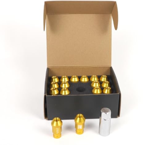 OMP SPEED Set 20 Tuercas de Rueda con Metrica M14X1.5 Llave de 19 Largo Roscado de 40MM Color Amarillo de Aluminio 7075