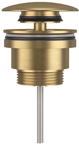 VALAZ Tappo universale adatto per lavabo e bidet con e senza troppopieno in oro spazzolato oro opaco valvola per scarico Click Clack, Pop-Up