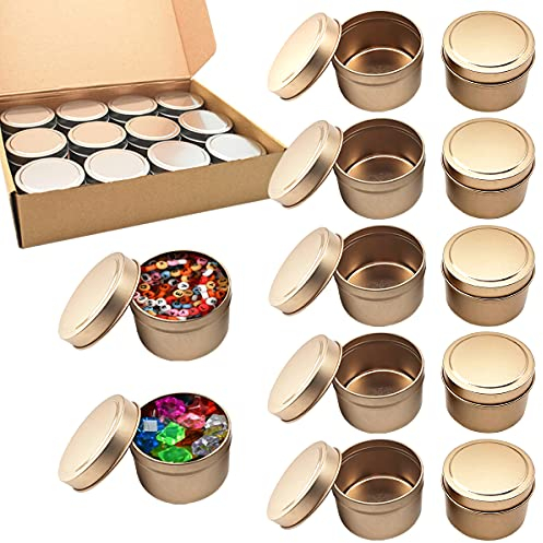 12 Pcs 120 ml Aluminium Zinn Gläser, Metalldosen Kerzengläser, leere Behälter für Kerzen, Runde Blechdosen Kosmetische Behälter mit Schraubdeckel Deckel für DIY Handwerk Salve Kerze Reise Lagerung