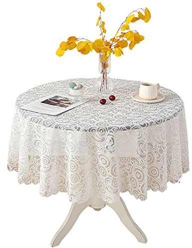 Runde weiße Spitze Tischdecke Vintage Classic Lace Lightweight Table Cloth Tischdekoration 120cm Rund