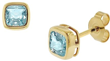 trendor Damen Ohrringe Gold 333 / 8K Ohrstecker Synt. Aquamarin Ohrschmuck aus Echtgold, elegante Geschenkidee für Damen, edler Geburtsstein, 51684-02