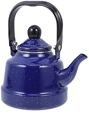 Cabilock Bouilloire Inox 1.1L Bouilloire en émail Poignée Résistante à la Chaleur - pour cuisinières à induction - Cuisinière à gaz et camping -