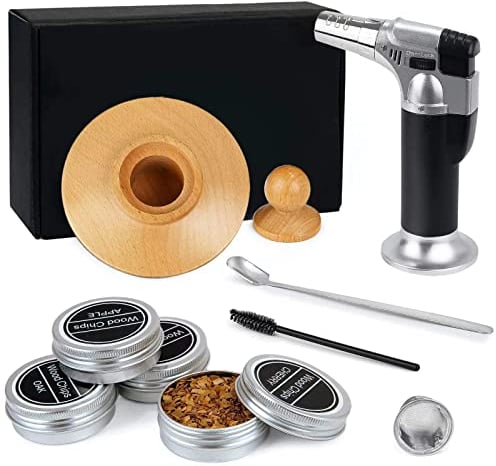 Cocktail Smoker Kit mit Taschenlampe, Drink Smoker mit 4 Flavors Wood Chips, Tragbarer Cocktail Smoker Geschenke Für Männer, Altmodisches Smoker Kit Für Whiskey (kein Butan)