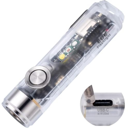 RovyVon Aurora A8 4th Gen USB C Keychain Flashlights Rechargeable, 650 Lumens 6500K Cool White Super Bright Mini Flashlight, with Red/White/365nm Sidelights, Magnetic Pocket Clip and Tail Base