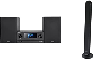 Kenwood M-9000S-B - Smart Micro Hi-Fi System Mit Internetradio, DAB+, Schwarz & Hama DAB-Zimmerantenne für Radio (UKW, 1,4m Kabel)