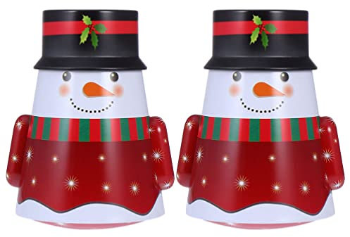 Happyyami 2 Stücke Weihnachten Keksdose Schneemann Plätzchendose Blechdose Metalldose mit Deckel Gebäckdose Vorratsdose Geschenkdose für Kekse Süßigkeiten Bonbons Weihnachten Deko Geschenk