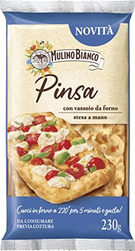 Mulino Bianco Pinsa, Base da Condire e Scaldare, Pinsa con Olio Extravergine di Oliva e Lievito Madre, Senza Conservanti, Vassoio da Forno incluso, Pronta in 5 Minuti, 1 Confezione da 230g