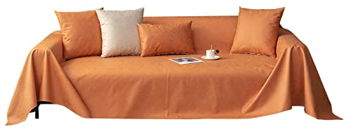 VanderHOME Sofa überzug Möbel Abdeckung für Verschütten Sofabezug Wasserabweisend Antirutsch Sofa Abdeckung Stretch Sofa Protector Sofaüberwurf Schutz vor Haustier Katze Hunde210*400cm-Orange