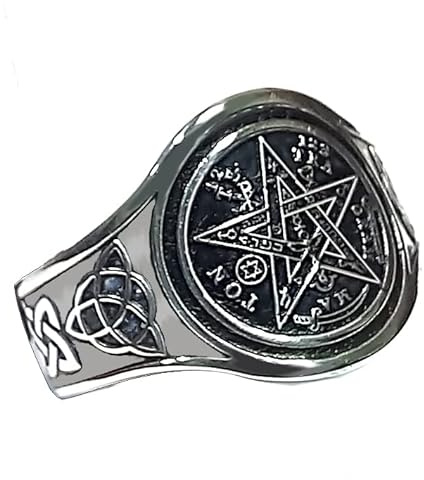 EKONAT- Anillo tetragramaton plata mujer y hombre- anillo de plata amuleto envejecido Ajustable