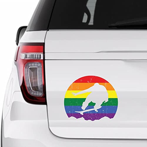 LGBT Skateboard Skate Lover Sticker, Pride Parade LGBT Vinly Decal for Cars Laptops, Windows, Walls, Fridge, Toilet And More,6 inch