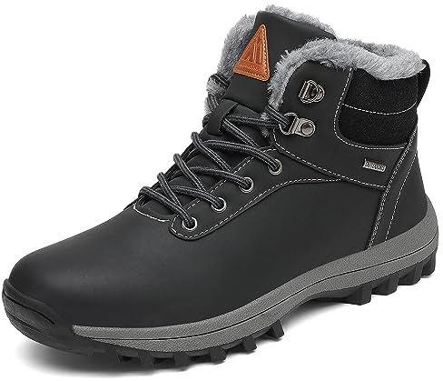 Mishansha Stivali da Neve Uomo Inverno Scarpe Pelliccia Donna Caldi Scarponcini Trekking Imbottiti Impermeabili Nero 41