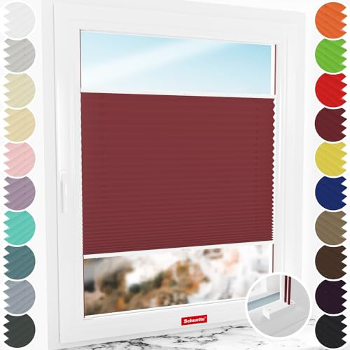Schuette® Plissee mit Bohren zum Anschrauben ● Thermo Kollektion: Scarlet Wine (Rot) ● 25x120cm (Breite x Höhe) ● Suprafix Faltrollo Befestigung ● Bequeme Rollo Montage inkl. Video