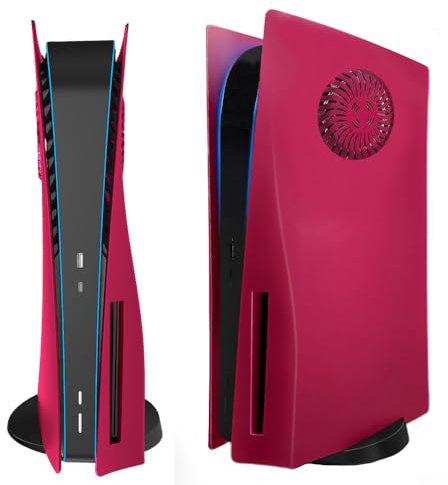 Coque de protection pour PS5 - Coque de rechange pour disque Playstation 5, coque rigide antichoc avec plaques latérales pour console PS5 Disc Version Console Cosmic Red