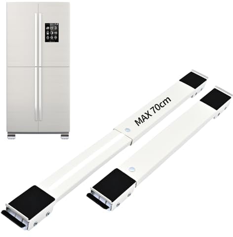 Wantli Base De Lavadora con Freno, Rodillo Móvil Ajustable para Muebles, Soporte Lavadora Ajustable, para Lavadora, Secadora, Refrigerador, Carga 300 Kg, 43 A 70cm Ajustable, con 24 Ruedas
