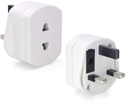 Aibulo 2 x Shaver Adapter Plug UK - 2 Pin to 3 Pin Adapter Plug for Electric Razor & Toothbrush, Travel Converter Plug, Bathroom Socket Adapter