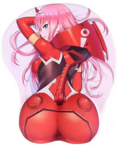 TANSHOW Darling in The Franxx Zero Two Mauspad mit Handgelenkstütze Komfort Silica Gel Handgelenkstütze Unterstützung Matte Mäuse 3D Mauspad Merch für Computer Milch Faser Stoff (14)